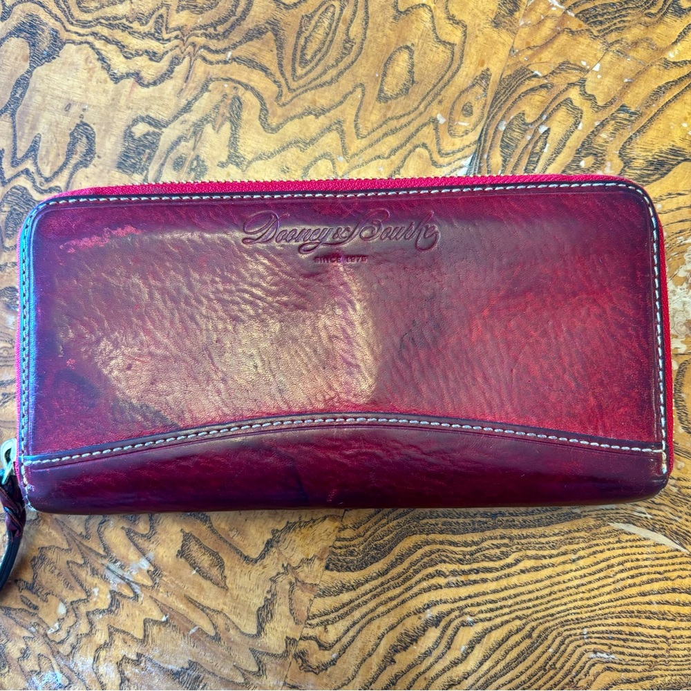 Dooney & Bourke red leather zip around wallet